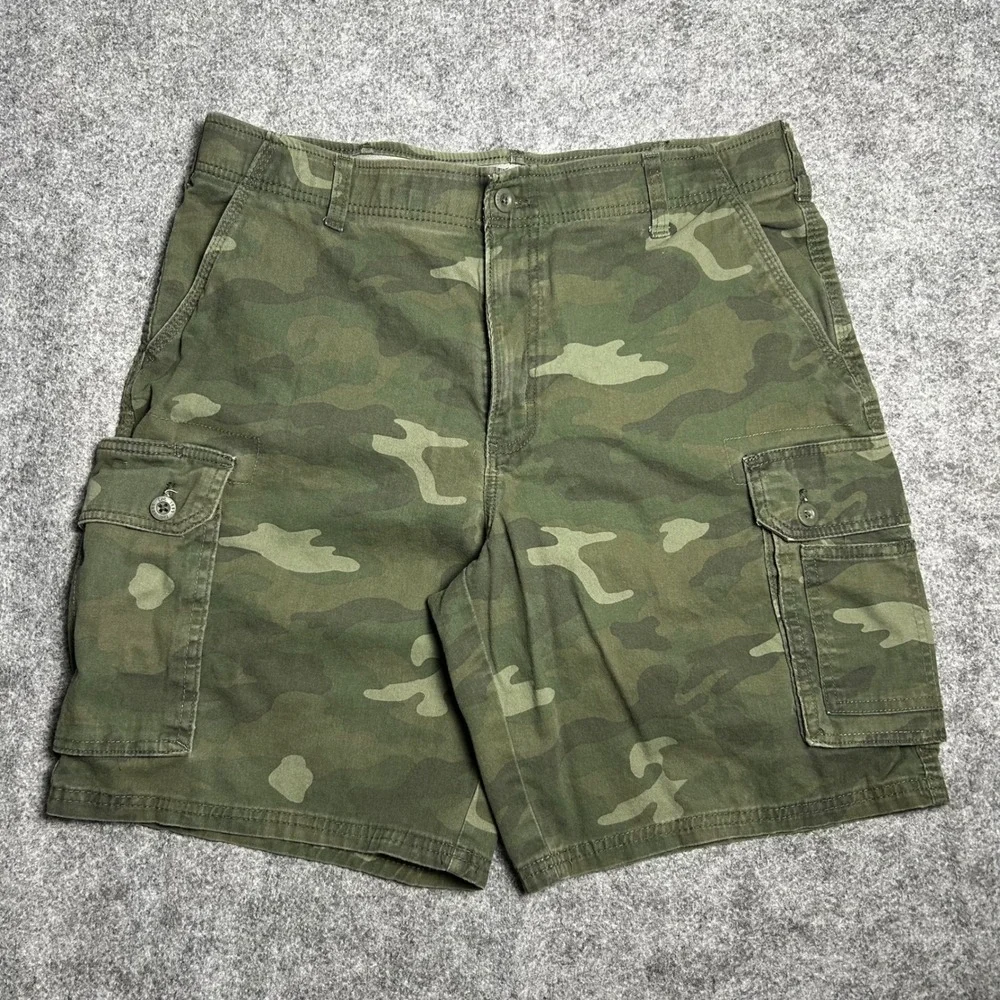 Lee Camo Cargo Shorts Green Camouflage Baggy Skater 90s Vintage Size 36